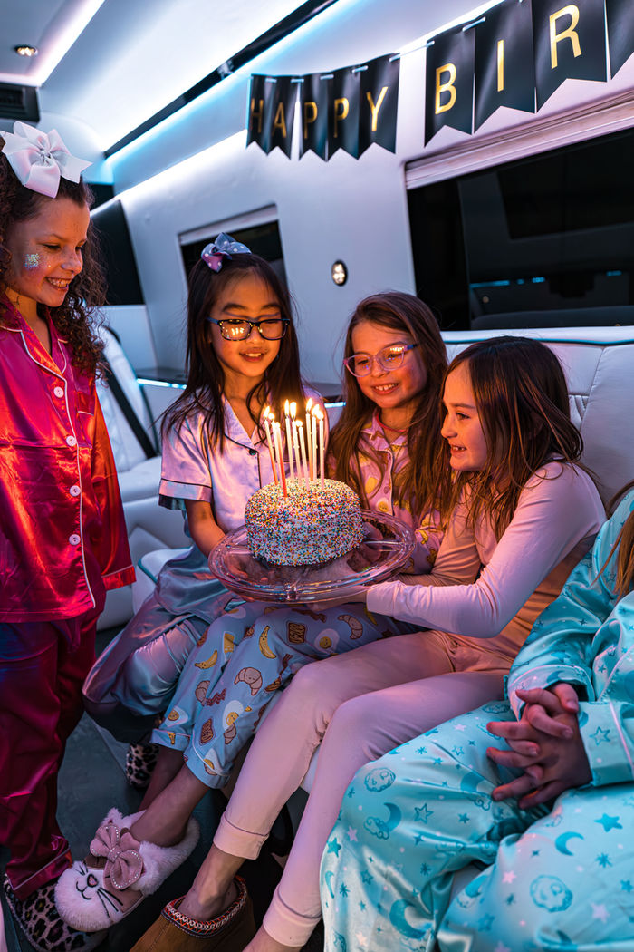 Birthday celebration setup inside the Sprinter