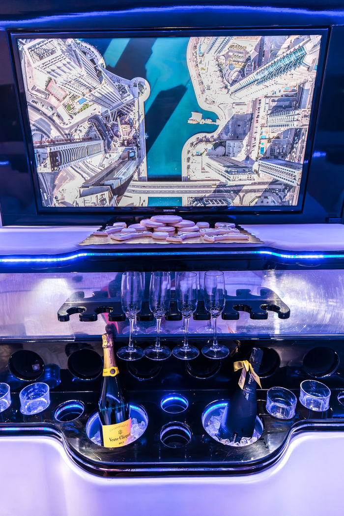 Champagne and bar service inside the Sprinter