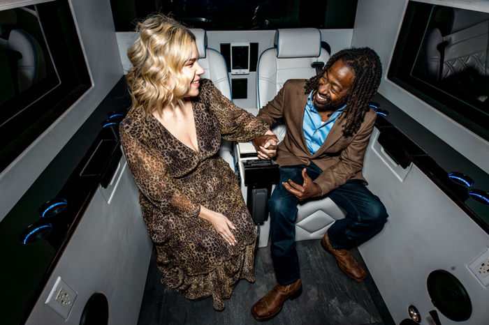 Couple on a date night in the luxury Sprinter