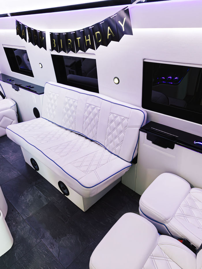 Executive interior seating for corporate and airport transfers